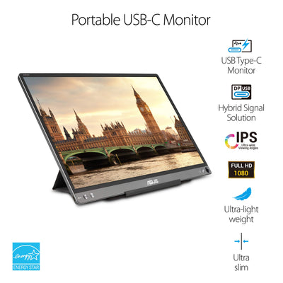ASUS ZenScreen 15,6" 1080P FHD Laptop Monitor (MB16ACE), IPS USB-C und USB 3.0, Reisemonitor, Smart Cover, externer Monitor für Laptop und (Generalüberholt)