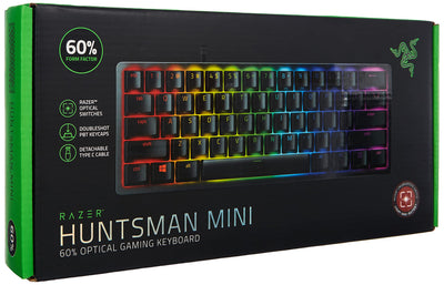 Razer Huntsman Mini (Red Switch) - Kompakte 60% Gaming Tastatur (Lineare Optisch-Mechanische Switches, Doubleshot PBT-Tastenkappen, Abnehmbares USB-C Kabel) QWERTZ DE-Layout | Schwarz