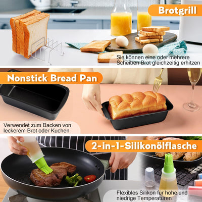 Heißluftfritteuse Zubehör für Tefal Ey9018 Dual Easy Fry 8,3L(5,2/3,1L), Silikonform Airfryer Zubehör, Zubehör Heißluftfritteuse Backform Grillrost Kuchenformen für Tower T17099/Salter EK5729