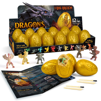 Grabset für Kinder Gold Drachenei Ausgrabungsset für Kinder - 12-Drachenspielzeug Ausgraben - Experimente Geschenk Junge Mädchen 5 6 7 8 9 10 11 12 Jahre