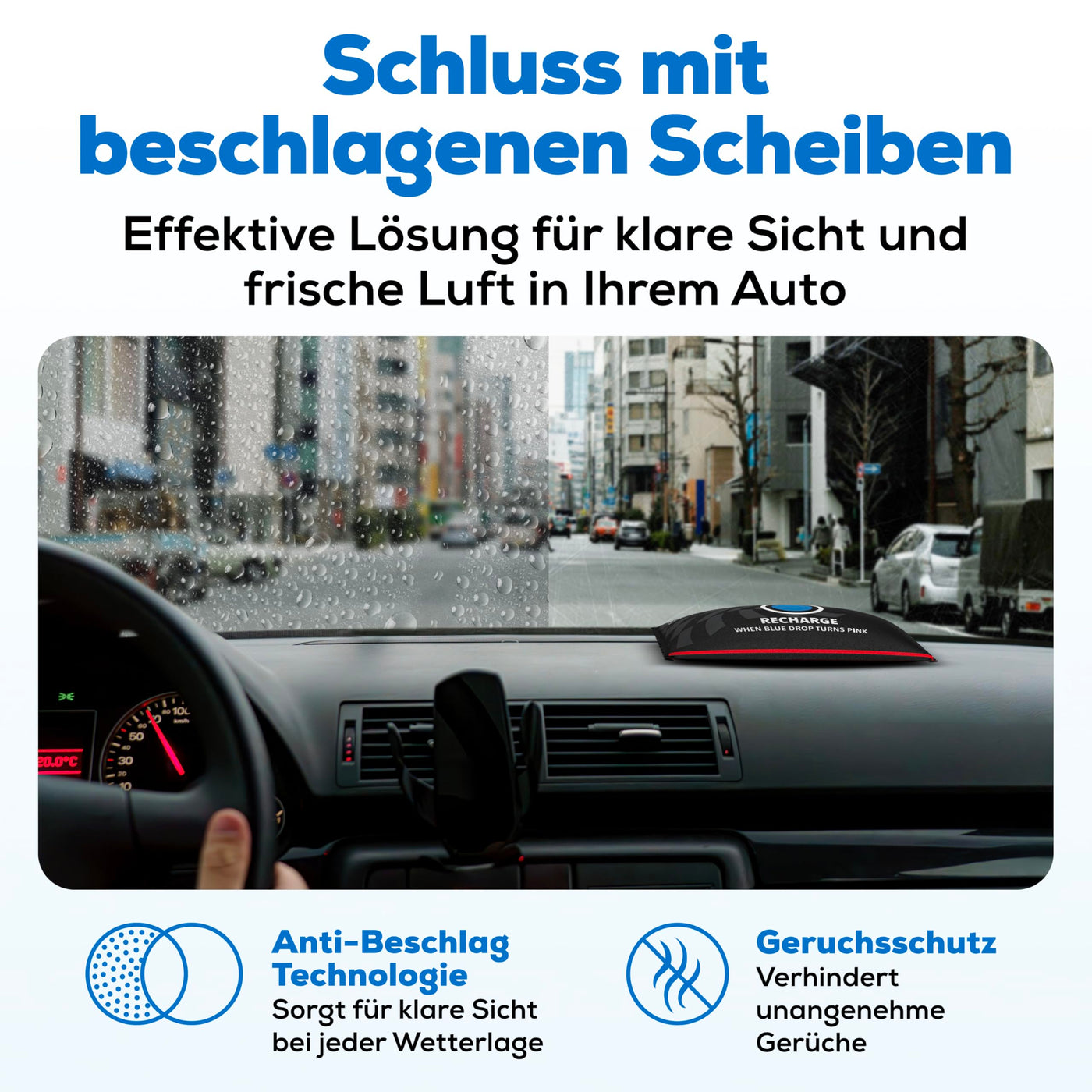 Smart-Planet® Auto Luftentfeuchter Kissen 350gr für Innenraum wiederverwendbar mit Feuchtigkeitsanzeige gegen beschlagene Autoscheiben und unangenehme Gerüche