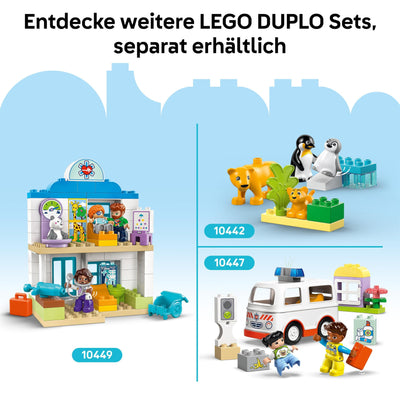 LEGO DUPLO Town Wildtier-Familien 3-in-1 Set - Lernspielzeug für Kleinkinder mit Tierfiguren - Montessori Spielzeug ab 2 Jahren mit Schildkröte, Tiger, Elefant, Hirsch & Panda Figuren - Geschenk 10446
