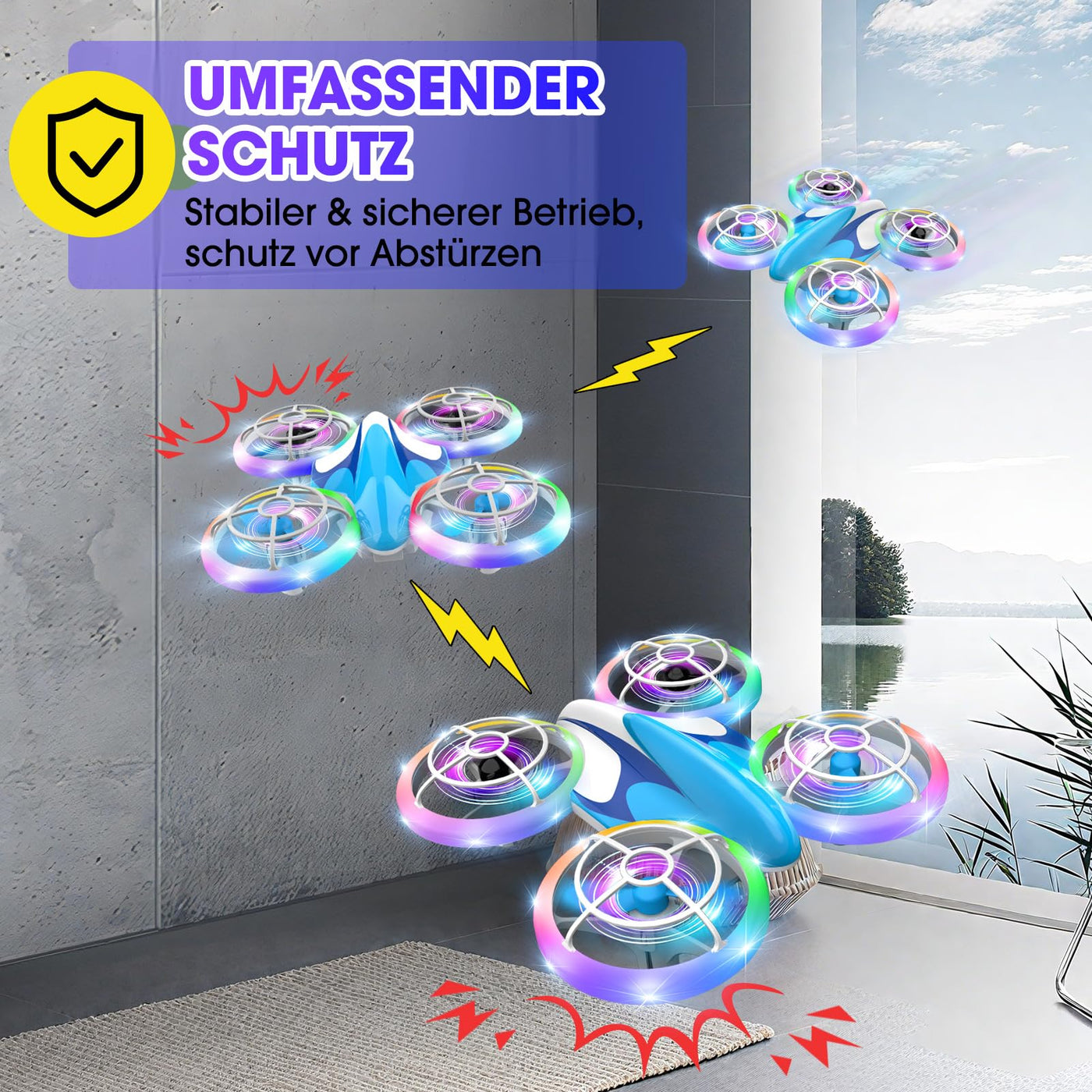 Nigecue Mini Drohne für Kinder Spielzeug ab 6 7 8 9 10+ Jahre, RC Flugzeug Drone mit 3 Akkus, 360°Flips, LED Lichter für Indoor Outdoor, Geschenk für Anfänger Jungen Mädchen