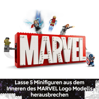 LEGO Marvel: Marvel Logo & Minifiguren - Sammlerstück inkl. Hulk, Thor, Iron Man, Black Widow und Captain America - Bauset mit Avengers Figuren - Geschenk für Jungen und Mädchen ab 12 Jahren 76313