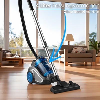 Staubsauger beutellos HEPA Filter 2in1 Bodenbürste Fugendüse Polsterdüse 7M 360° Schlauch Vacuum Cleaner Beutelloser Staubsauger Bodenstaubsauger Multi Zyklonen System Kleiner Staubsauger