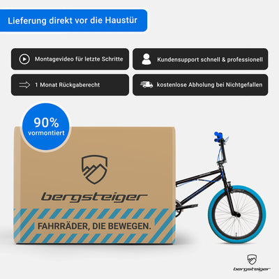 Bergsteiger Halifax 20 Zoll BMX, Fatbike, 360° Rotor-System, Freestyle, 2 Stahl Pegs, Kettenschutz, Freilauf