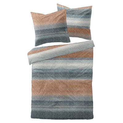 Traumschlaf Moderne Biber Bettwäsche Elverum blau kuschelig weich aus 100% Baumwolle mit Reißverschluss - Made in Germany 135x200 cm + 80x80 cm