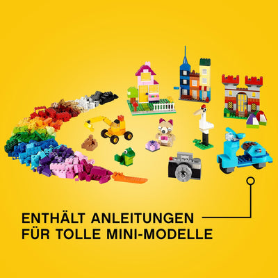 LEGO Classic Große Bausteine-Box mit kreativen Bausteinen, Kamera, Vespa und Bagger als Bauset – Geschenk zu Weihnachten für Jungen und Mädchen ab 4 Jahren – Kreatives Spielzeug zum Bauen - 10698