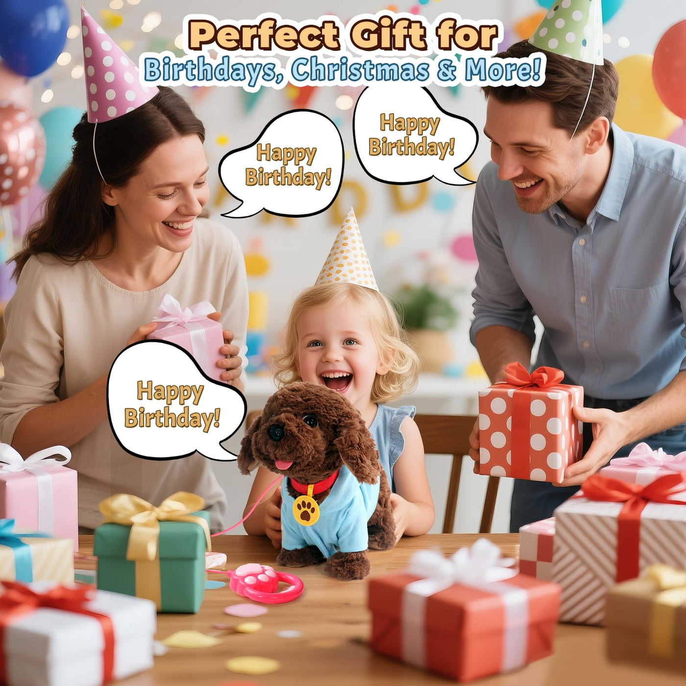 TONZE Hund Spielzeug Kinder Mit Leine Der Läuft und Bellt Spielzeug Ab 2 3 4 Jahre Mädchen Dog Spiel Interaktiver Laufender Hund Für Kinder Junge Mädchen 2 3 4 Jahre Geschenkideen