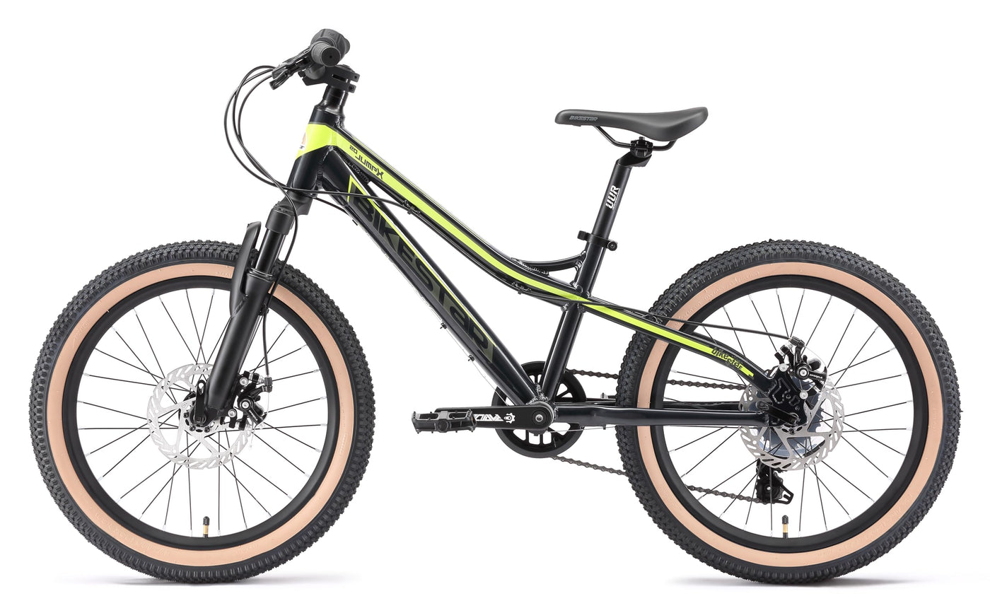 BIKESTAR Alu Mountainbike Jugendfahrrad 20 Zoll ab 6-9 Jahre Hardtail | 7 Gang Shimano Schaltung, Scheibenbremse, Federgabel | Kinder Fahrrad Schwarz Grün | Risikofrei Testen