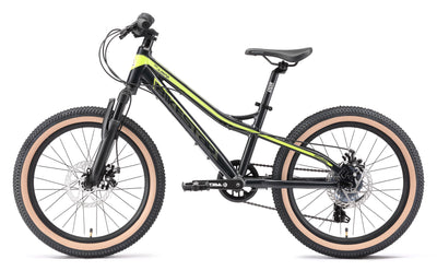 BIKESTAR Alu Mountainbike Jugendfahrrad 20 Zoll ab 6-9 Jahre Hardtail | 7 Gang Shimano Schaltung, Scheibenbremse, Federgabel | Kinder Fahrrad Schwarz Grün | Risikofrei Testen