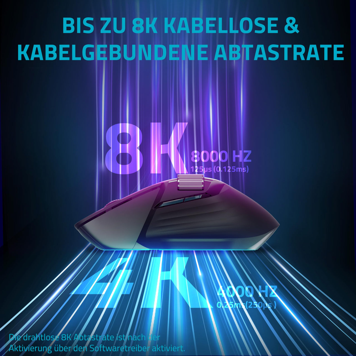 Rapoo VT0PRO kabellose 2,4 GHz High-Performance Gaming-Maus mit 26000 DPI optischem Sensor, 50 G Beschleunigung, 650 IPS, bis zu 160h Akkulaufzeit, PC/Mac - Schwarz