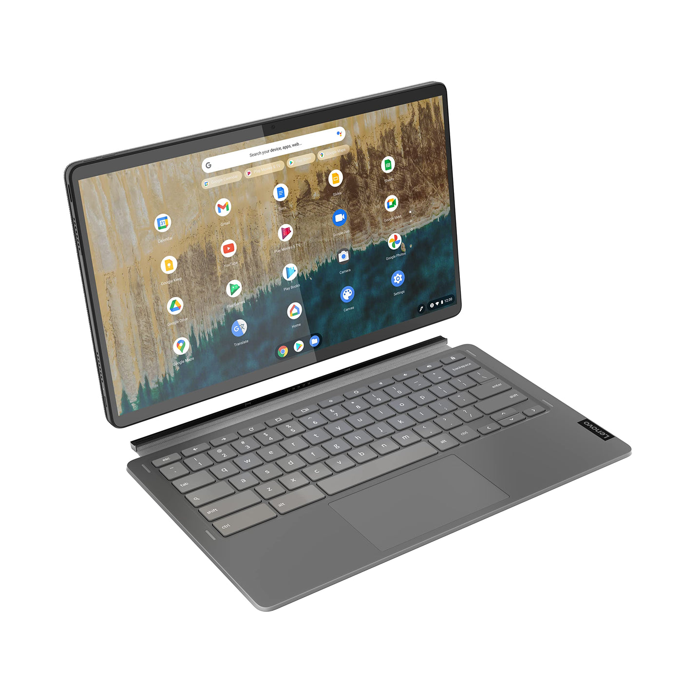 Lenovo Chromebook IdeaPad Duet 5 2-in-1 Tablet | 13,3" Full HD Touch Display | Qualcomm Snapdragon 7c Gen 2 | 8GB RAM | Qualcomm Grafik | QWERTZ | grau | inkl. Lenovo USI Pen, dunkelgrau, inkl. Stift