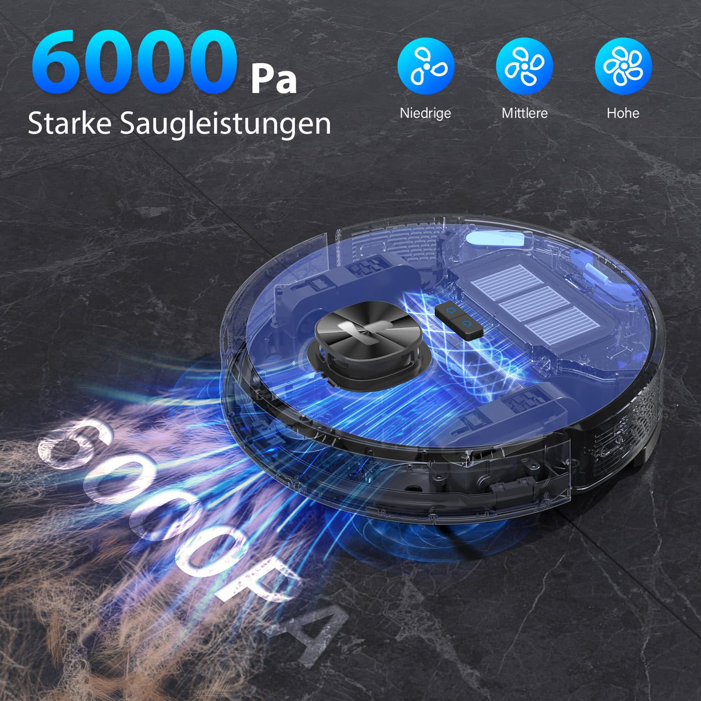 Tikom L9000 Plus Saugroboter mit Wischfunktion, Selbstentleerung, 60-Tage-Kapazität, Home-Mapping, Zeitplan, WLAN/App, 6000 Pa, 150Mins Max., LiDAR-Navigation Roboter Staubsauger für Haustiere, Hartb