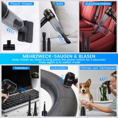 Handstaubsauger Akku Kabellos - 20000pa Auto staubsauger Stark, Mini Staubsauger FüR Auto, Pc, Haus,KüChe,Ritzen Und Ecken,Vacuum Cleaner High Power,Kann Als Aufblasbare Pumpe Verwendet Werden,6000mAh