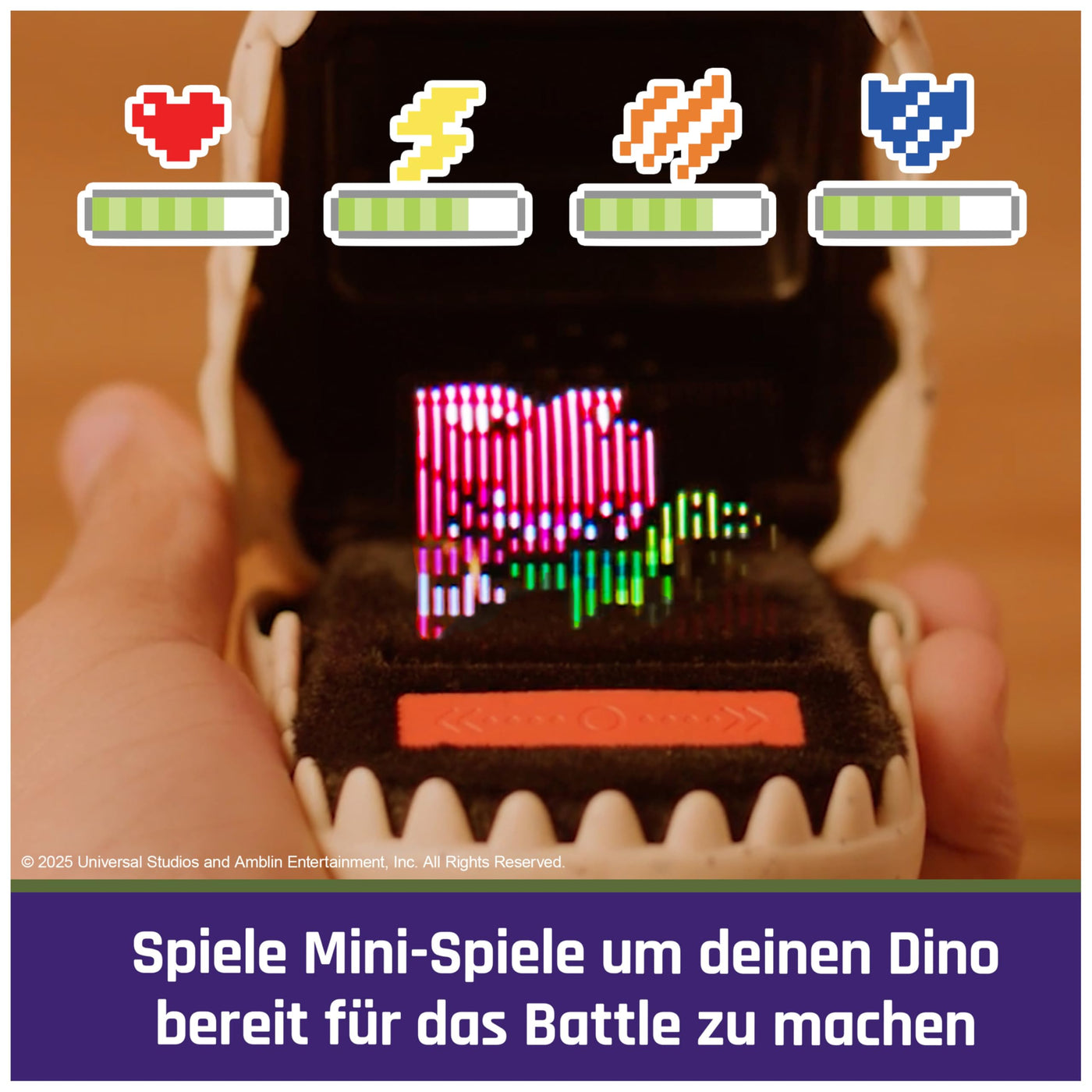 Bitzee Jurassic World - interaktives Spielzeug im Design eines T-Rex Schädels, mit 25 virtuellen Dinosauriern, die auf Bewegung reagieren und Battle Modus, Sammlerstück, für Kinder ab 5 Jahren