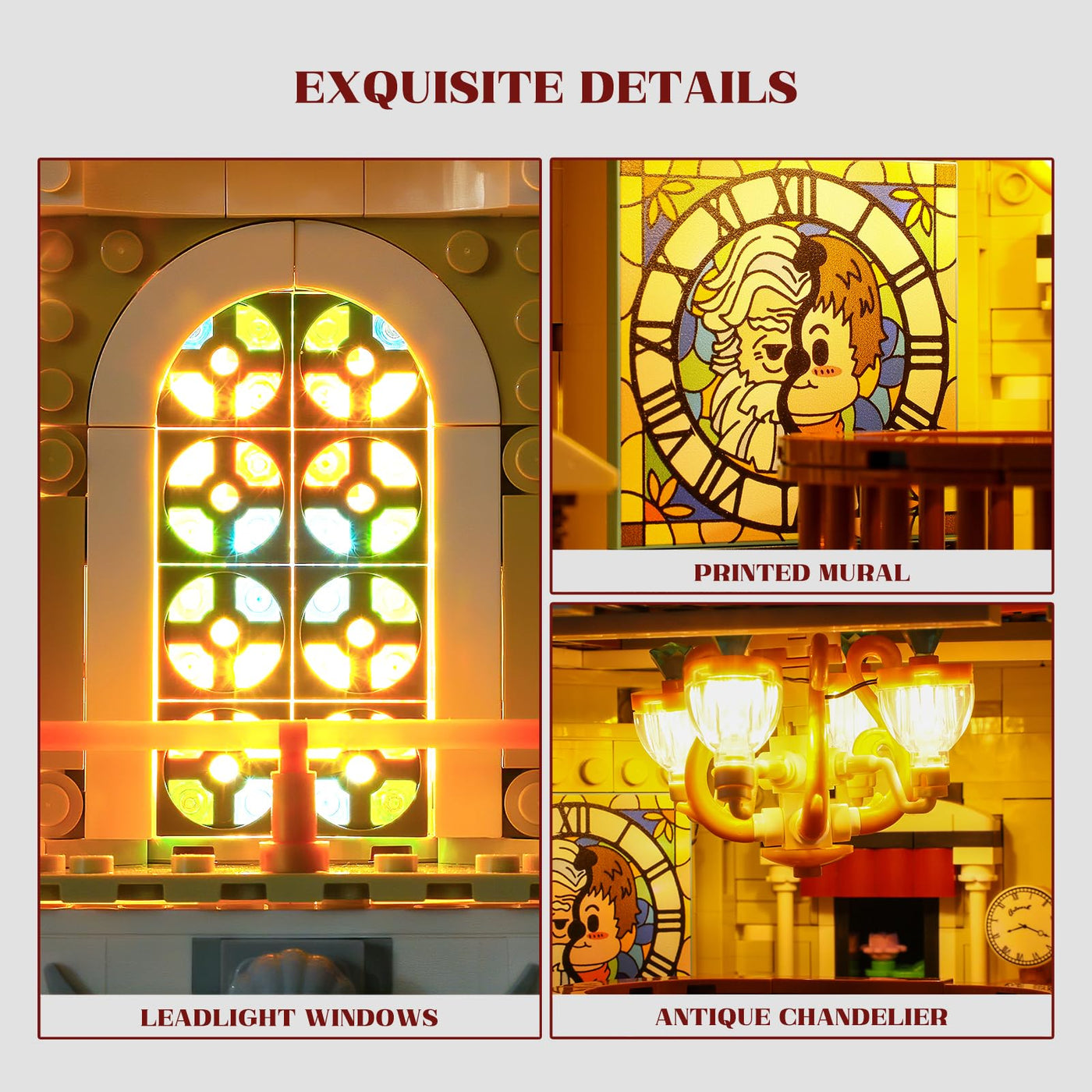 Funwhole Antiquitätengeschäft Beleuchtung Bausteinset - Stadtleben Eckladen LED-Licht Baukasten Modellset 2847 Stücke für Erwachsene und Jugendliche,F9033