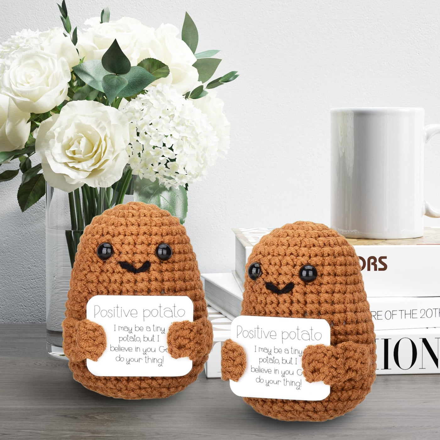 2er Pack Positive Potato Pocket Hug Geschenk, DealKits Lustige Plüschtiere Strickwolle Positive Kartoffel Puppe, Mutmacher Glückbringer für Kinder, Freundinnen, Familie, Frauen