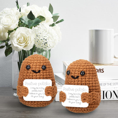 2er Pack Positive Potato Pocket Hug Geschenk, DealKits Lustige Plüschtiere Strickwolle Positive Kartoffel Puppe, Mutmacher Glückbringer für Kinder, Freundinnen, Familie, Frauen