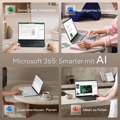 ASUS Zenbook 14 UX3405CA Laptop | Copilot+ PC | 14" WUXGA 16:10 OLED Display | Intel Core Ultra 7 255H |16 GB RAM | 1 TB SSD | Intel Arc | Win11 Home | QWERTZ Tastatur | Silver