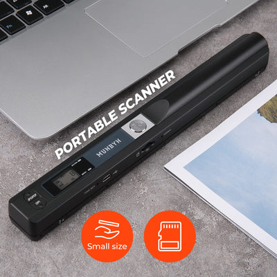 [Handscanner ] Auflösung s/w und Farbe MUNBYN Dokumentenscanner/Scanner Mobil / 900DPI Wireless Tragbarer A4 Scanner mit Karte JPG und PDF Format -16G Micro SD- Schwarz