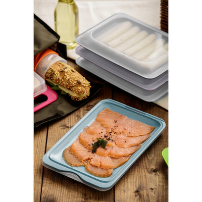TATAY Set 4 Aufschnittbox stapelbar – Frischhaltedosen mit Deckel, BPA-frei, wiederverwendbar, Stapelbar, Spülmaschinen- und Mikrowellenfest, Farbe Pastel. Maße 17 x 3,2 x 25,2 cm