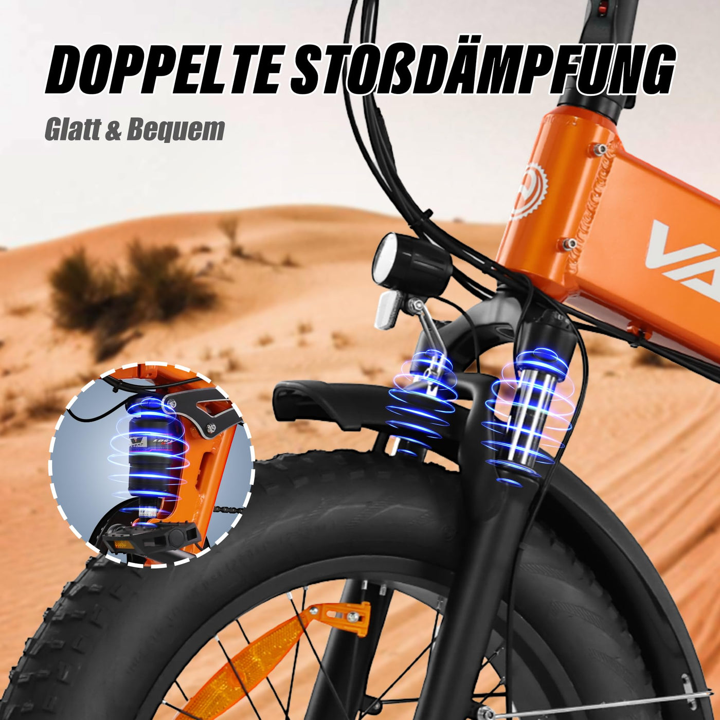 VARUN E Bike Herren und Damen Elektrofahrrad, Faltbares 20 * 4.0 Zoll E-Bike, mit 48V/13Ah Li-Ion Akku, LCD Display, Dual Shock Absorption, Leistung bis zu 100km, MTB