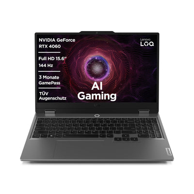 Lenovo LOQ Gaming Laptop | 15,6" Full HD 16:9 Display | 144Hz | AMD Ryzen 7 7435HS | 16GB RAM | 1TB SSD | NVIDIA GeForce RTX4060 TGP 105W | G-Sync |QWERTZ | grau | AI Chip LA1