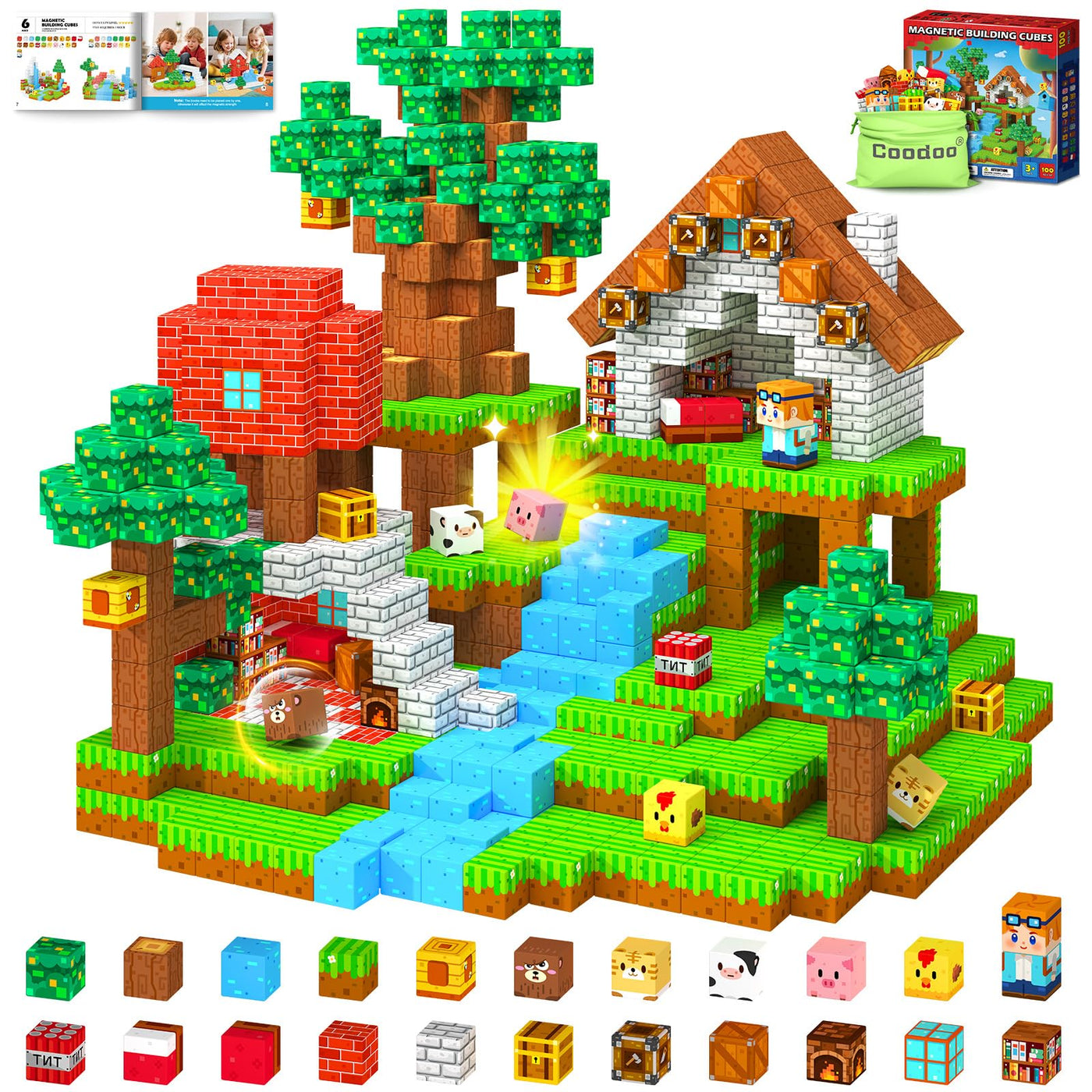 Magnetische Bausteine STEM Montessori Spielzeug für Kleinkinder und Kinder ab 3 Jahre, Vorschule Sensorische Magnetbausteine Kinderspielzeug, Magnetische Fliesen Geschenke für Mädchen und Jungen