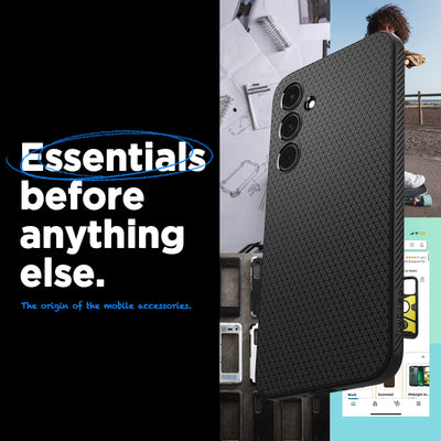 Spigen Liquid Air Hülle für Samsung Galaxy A55 5G aus weIchem TPU Schutzhülle Stoßfest Handyhülle Kratzfest Dünn Robust [Anti-Rutsch Truss Muster] Case Cover -Schwarz