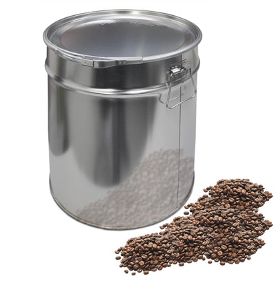 30 Liter Weißblecheimer Hobbock inkl. Deckel mit Spannring | Stabiler Metalltragegriff | Luft und Flüssigkeitsdicht | Robust und Stapelbar | Gefahrgut Tauglich (30 Liter)