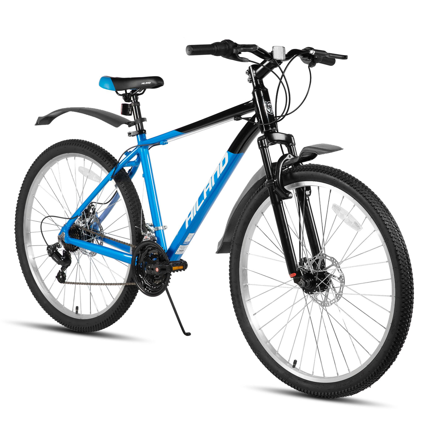 HILAND 26 Zoll Mountainbike 18 Gänge, Federgabel, Aluminiumrahmen Scheibenbremse für Männer Frauen, MTB Blau Fahrrad