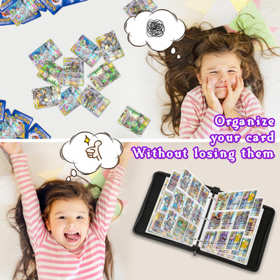 Sammelalbum für Pokemon Karten,900 Taschen Sammelkarten Album 50 Seiten Sammelmappe Karten Heft, Hochwertiges Tragbar Wasserdicht PU Sammelkartenalben Es ist das Geschenk für Kinder,50 Pcs Seite