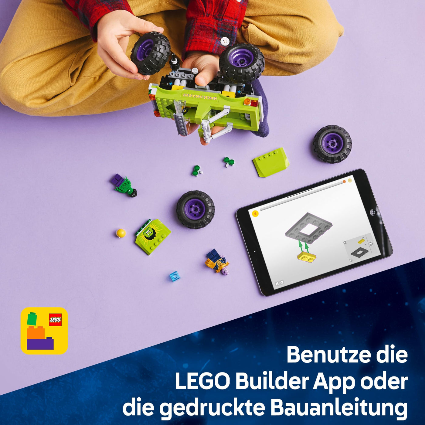 LEGO ǀ Marvel Hulk-Truck vs. Thanos - Superhelden-Bauspielzeug - Avengers-Fahrzeug und Minifiguren - Monstertruck für Mega-Spaß - Geschenk für Jungen und Mädchen ab 7 Jahren - 76312