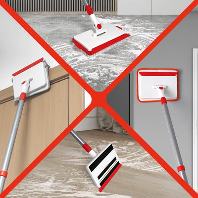 JEHONN Wischmopp Fliesenreiniger Gerät mit Langem Griff 142 cm, Wand und Fußleisten Reiniger, 4-in-1 Fliesen Reinigungsgerät mit 1 Bürste, 2 Chenille, 2 Mikrofaserpads für Fußbodenleiste