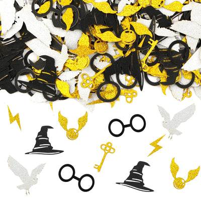 180 Stück Glitter Magier Konfetti, Wizard Tischdeko Geburtstag, Wizard Tischdeko, Magic Theme Confetti, Silber Schwarz Gold Konfetti für Geburtstag Party Supplies