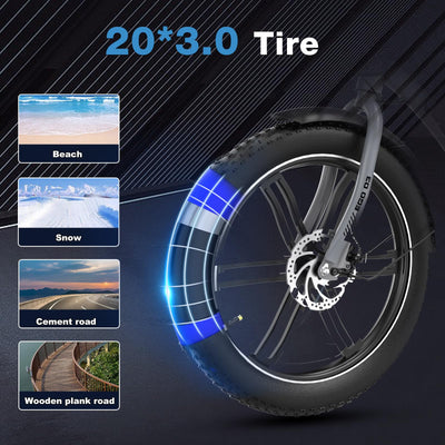 ELEKGO 20 Zoll E Bike Dreirad, 48V 18AH abnehmbare Batterie Tragfähigkeit 200 KG, Fettreifen + hinterer Gepäckkorb und Scheinwerfer, Lastenfahrrad, Elektro-Dreirad für Reichweite bis zu 40-60Km (GARY)