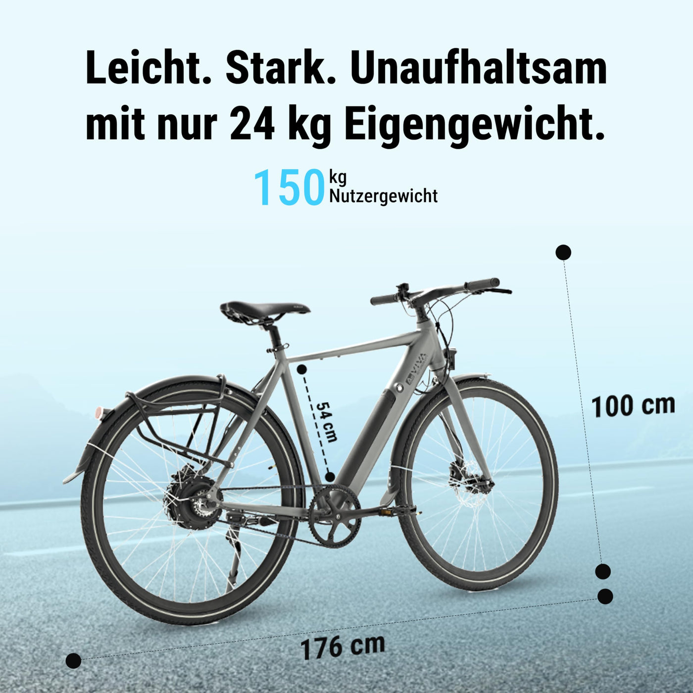 AsVIVA E-Bike BC1-B 28 Zoll – Pedelec Elektrofahrrad mit 250W Bafang Heckmotor, 10,5Ah Akku, Riemenantrieb, hydraulische Scheibenbremsen, LED-Beleuchtung, USB-Ladefunktion