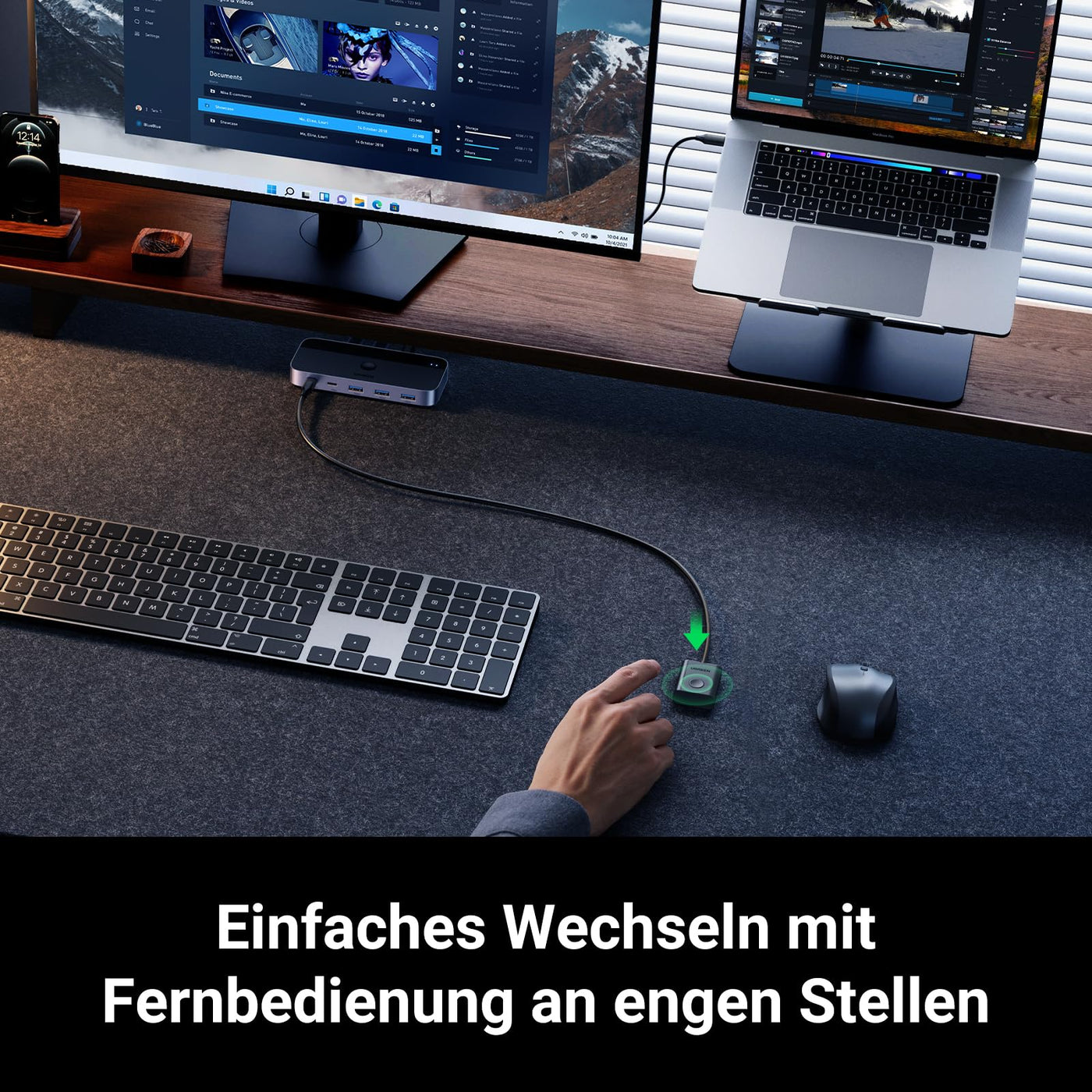 UGREEN USB C Switch 2PC USB Switch 3.0 mit 1xUSB C Port und 3xUSB A Ports, 2 In 4 Out USB-C Switch USB Umschalter Aluminiumgehäuse mit 2USB-C auf A/C Kabeln für Tastatur, Maus, Drucker, USB Stick usw.