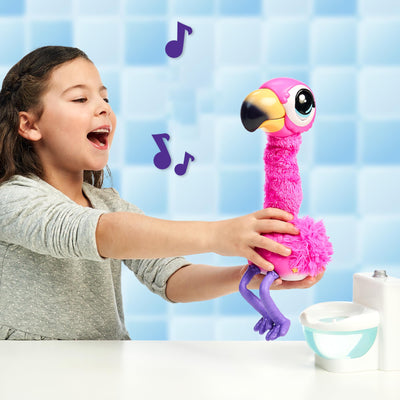 Little Live Pets Flamingo The Poop, Interaktiver Flamingo, der den Hals bewegt und wiederholt, was Sie Sagen, isst und bittet IR zum W.C, trocknet und wiederholt, berühmt, (LPG00000)