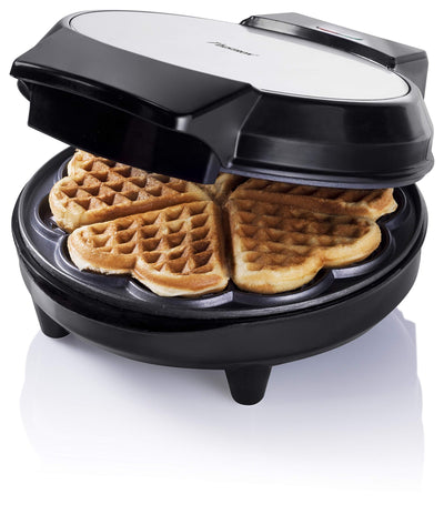 Bestron Waffeleisen für klassische Herzwaffeln, Waffelmaker mit Backampel & Antihaftbeschichtung, 700 Watt, Farbe:Schwarz