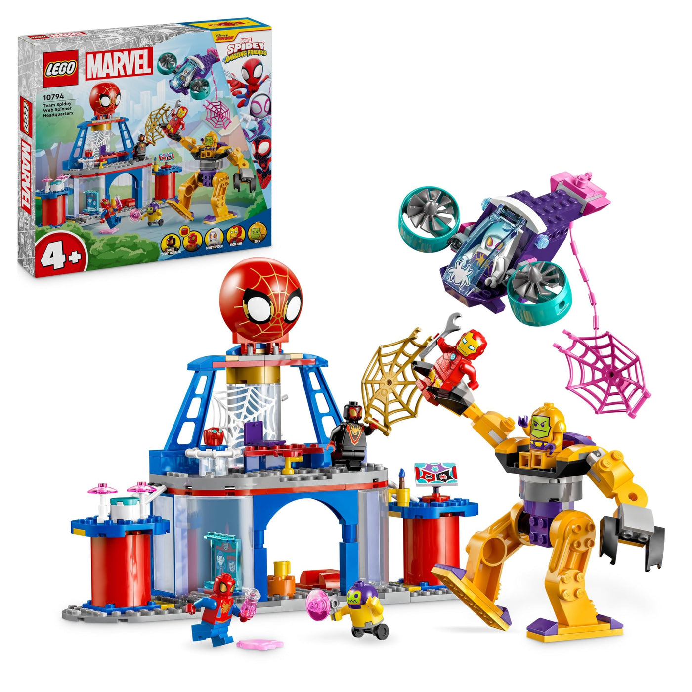 LEGO Marvel Das Hauptquartier von Spideys Team, Spider-Man-Spielzeug mit Fahrzeug und Mech, Geschenk für Jungs und Mädchen ab 4 Jahren, die Fans der TV-Serie Spidey und Seine Super-Freunde sind 10794