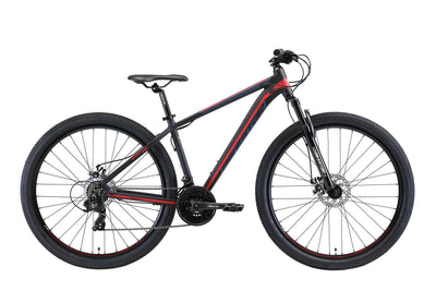 BIKESTAR Hardtail Aluminium Mountainbike Shimano 21 Gang Schaltung, Scheibenbremse 29 Zoll Reifen | 17 Zoll Rahmen Alu MTB | Schwarz Rot