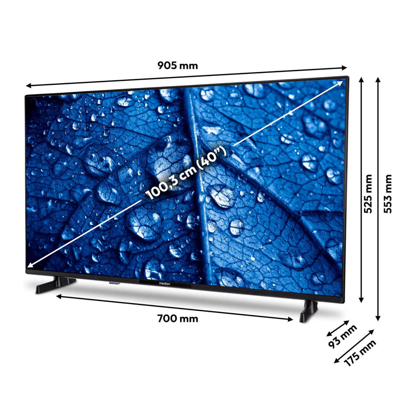 MEDION 100,3 cm (40 Zoll) Full HD Fernseher (Smart-TV, HDR, VIDAA Store, Netflix, Prime Video, Disney+, DAZN, Paramount+, HbbTV, PVR, Bluetooth, MD 840101)