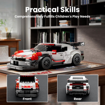 Mould King 27010 Speed Champion Rennwagen Bausteine 911 RSR Sportwagen Klemmbausteine mit Acryl-Vitrine Modellautos zum Sammeln (349 Teile)