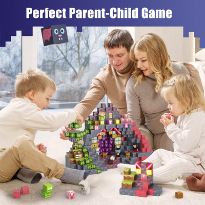 Magnetische Bausteine 198 Stück - Leuchtende Magnetblöcke mit Farbwechsel, Kreatives STEM Montessori Spielzeug & Sensorik-Set,Lernspielzeug ab 5 Jahre für Kinder,Geschenk für Jungen und Mädchen