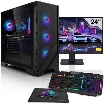 Megaport Komplett Set Gaming PC Hydra AMD Ryzen 7 5800X • 24" Monitor • Windows 11 • GeForce RTX4060 8GB • 32GB DDR4 • 1000GB M.2 SSD • WLAN • Tastatur • Maus Gaming komplettpaket