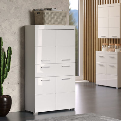 trendteam smart living - Hochschrank Schrank - Bad - Amanda - Aufbaumaß (BxHxT) 73 x 130 x 31 cm - Farbe Weiß Hochglanz - 139310701