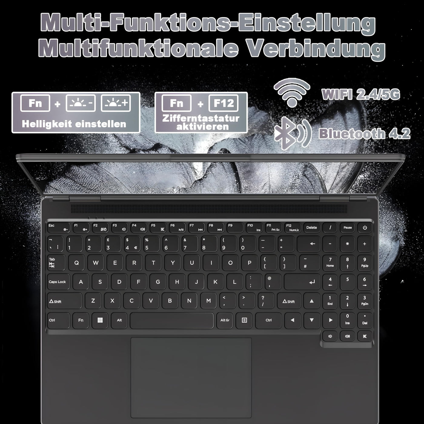 2025 Gaming Laptop 16 Zoll Win11 12+512GB SSD Unterstützung 2TB(HDD-2TB) 1920x1200 Notebook 4-Core Celeron N5095 (bis 2.9GHz) Laptop mit Nummerntastatur WiFi Mini HDMI Deutscher Tastaturschutz-Schwarz