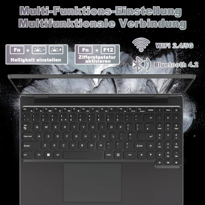 2025 Gaming Laptop 16 Zoll Win11 12+512GB SSD Unterstützung 2TB(HDD-2TB) 1920x1200 Notebook 4-Core Celeron N5095 (bis 2.9GHz) Laptop mit Nummerntastatur WiFi Mini HDMI Deutscher Tastaturschutz-Schwarz